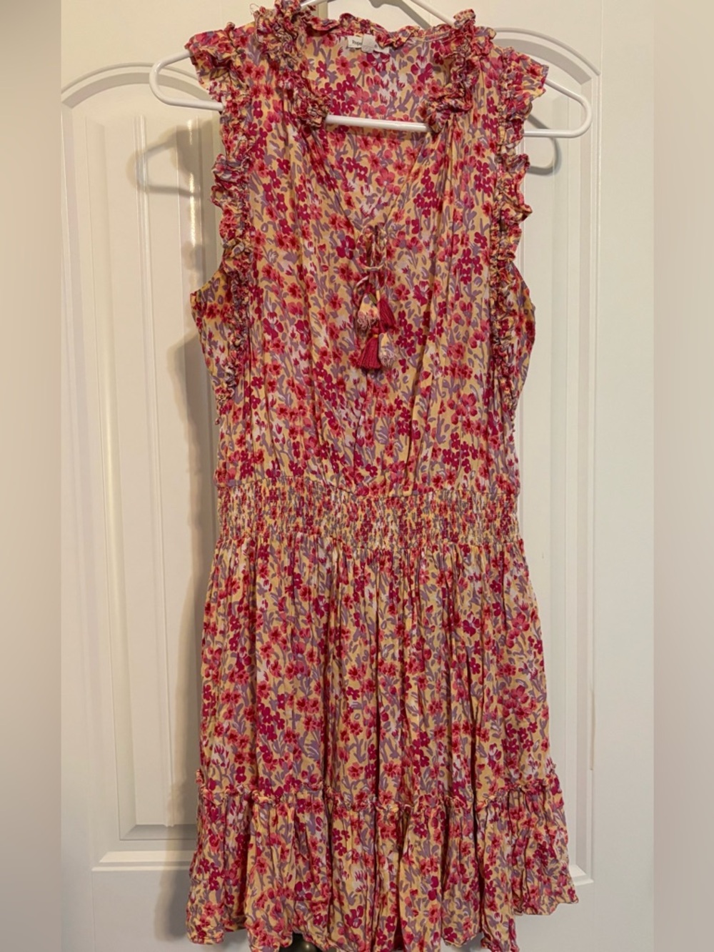 Floral Smocked Waist Summer Dress - Pink Floral